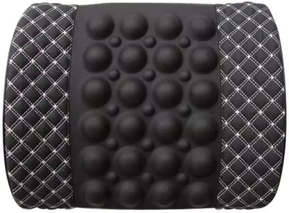 Car Seat Massage Cushion-Back Pain Relief Seat Massager-No1 - Black-White Check image