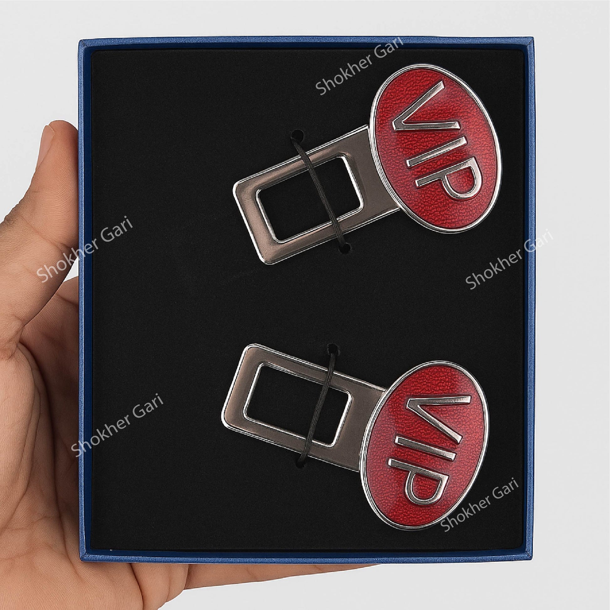 Car Seat Belt Clip Metal Toyota Red With Logo 2 pcs - VIP image