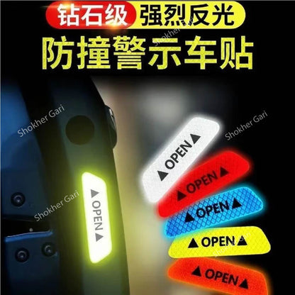 4Pcs Car Door Stickers Safety Warning Mark OPEN image 0