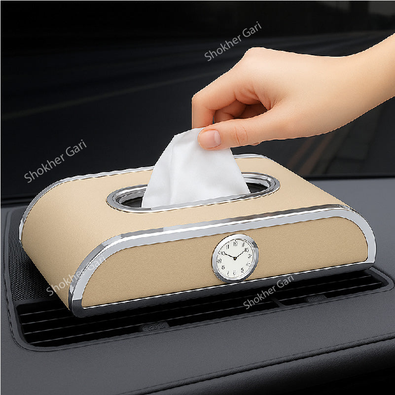 Car Tissue Holder with clock and number plate - 3 in 1 Tissue Box image 4
