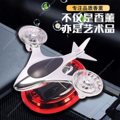 Car Solar Powered Rotary Aircraft Combat Aromatherapy  Perfume - Red image