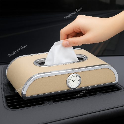 Car Tissue Holder with clock and number plate - 3 in 1 Tissue Box - Image 5