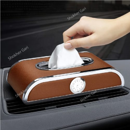 Car Tissue Holder with clock and number plate - 3 in 1 Tissue Box - Image 7