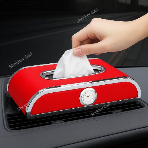 Car Tissue Holder with clock and number plate - 3 in 1 Tissue Box - Image 6
