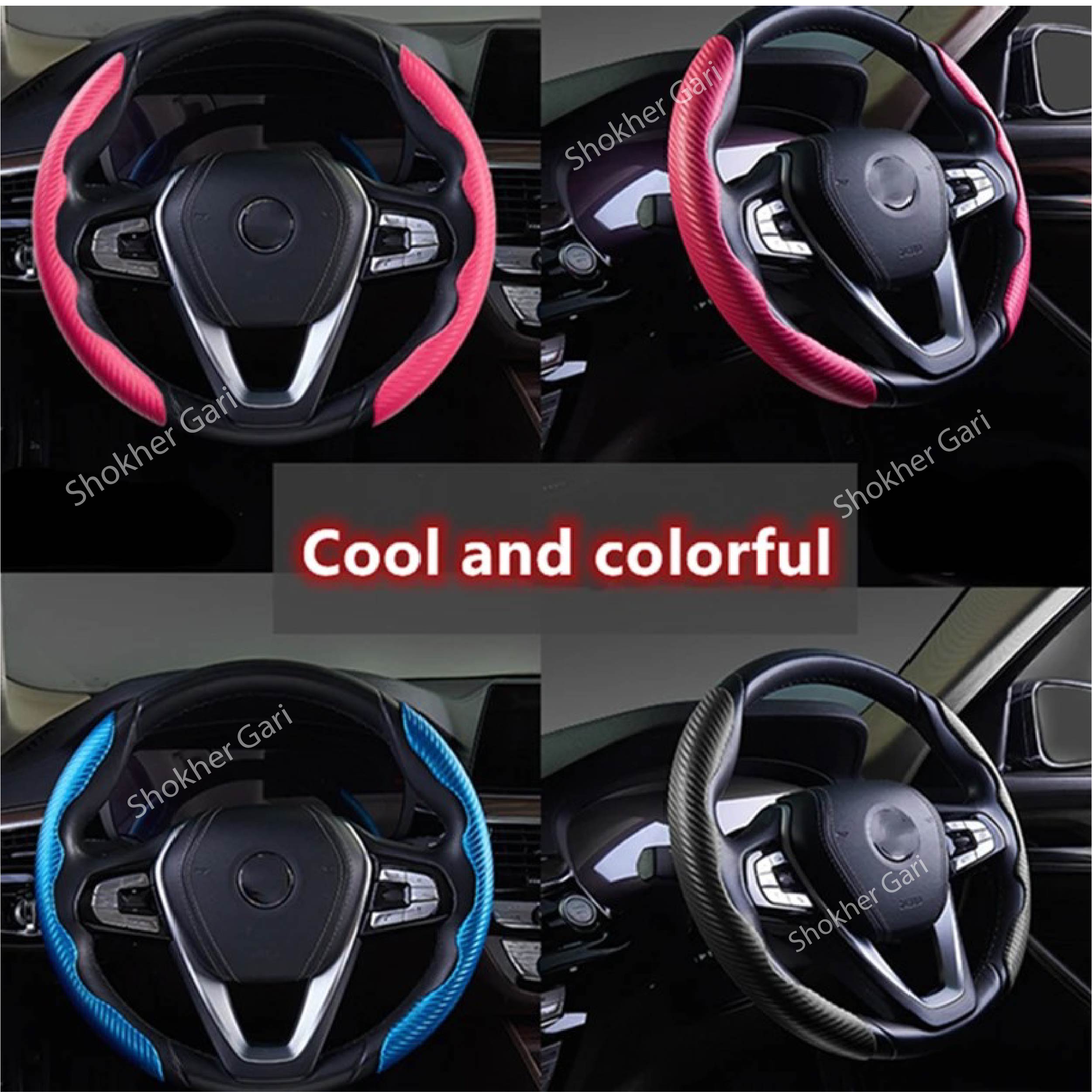 SG730 Carbon Fiber Car Steering Wheel Cover ABS 1150 TK (3) Carbon Fiber Car Half Steering Wheel Cover - Image 1