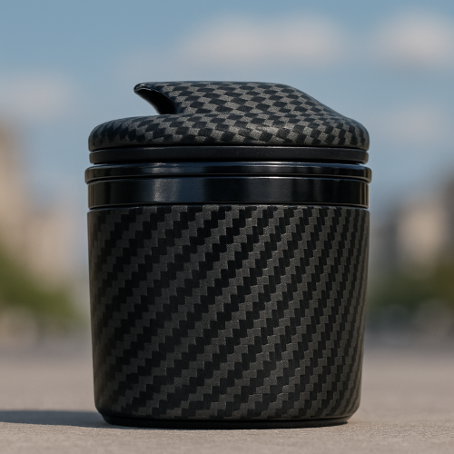 Portable BMW Mini Ashtray Carbon Fiber  LED Ashtray-1 - Image 3