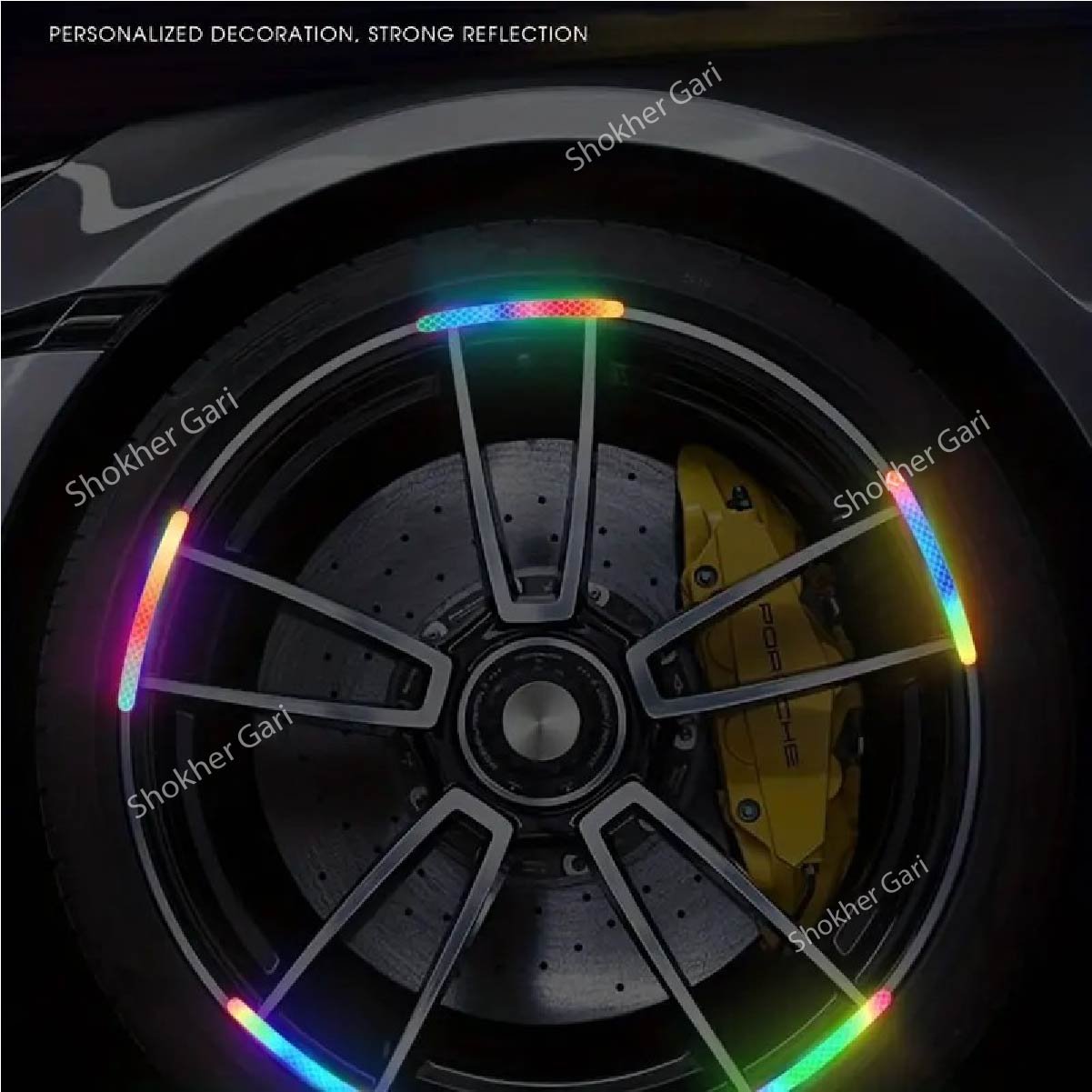 SG858 Colorful Car Wheel Reflective Sticker 20Pieces set 190 TK (3) Colorful Car Wheel Reflective Sticker 20Pieces set - Image 1