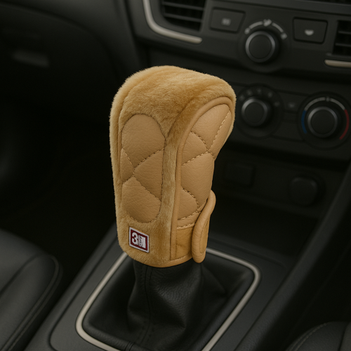 Velvet Leather Car Gear Shift Lever Knob Cover- 2 colours - Image 1