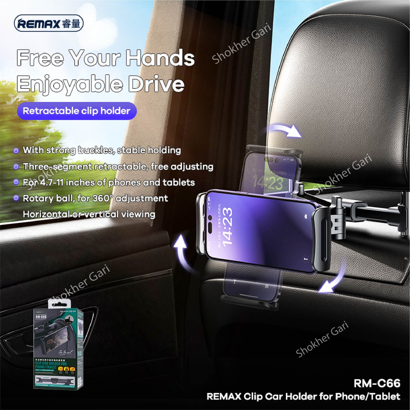 SG775 REMAX RM-C66 Car Mobile And Tablet Holder 1290 TK (2) REMAX RM-C66 Car Mobile And Tablet Holder - Image 1