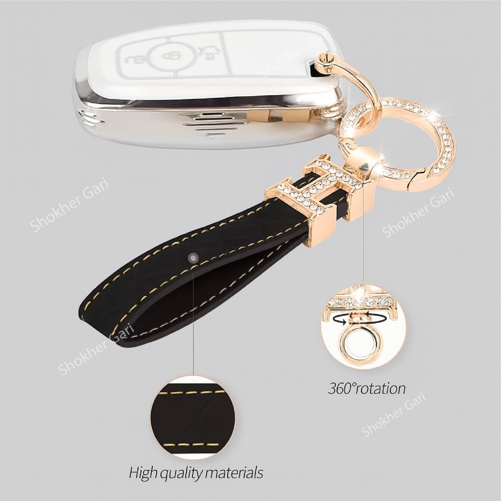 SG903 PU Leather Car Keychain with Glitter 380 TK (1) PU Leather Car Keychain with Glitter - Image 1