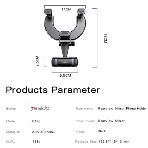 Yesido C193 Rear View Mirror Phone Holder - Image 9