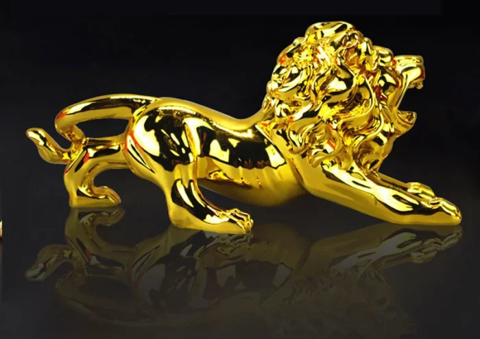 Metal Gold Plated Lion Showpiece