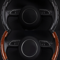 Car Half Steering Cover Carbon & Wooden