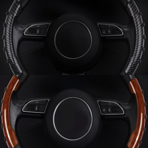 Car Half Steering Cover Carbon & Wooden - Image 1