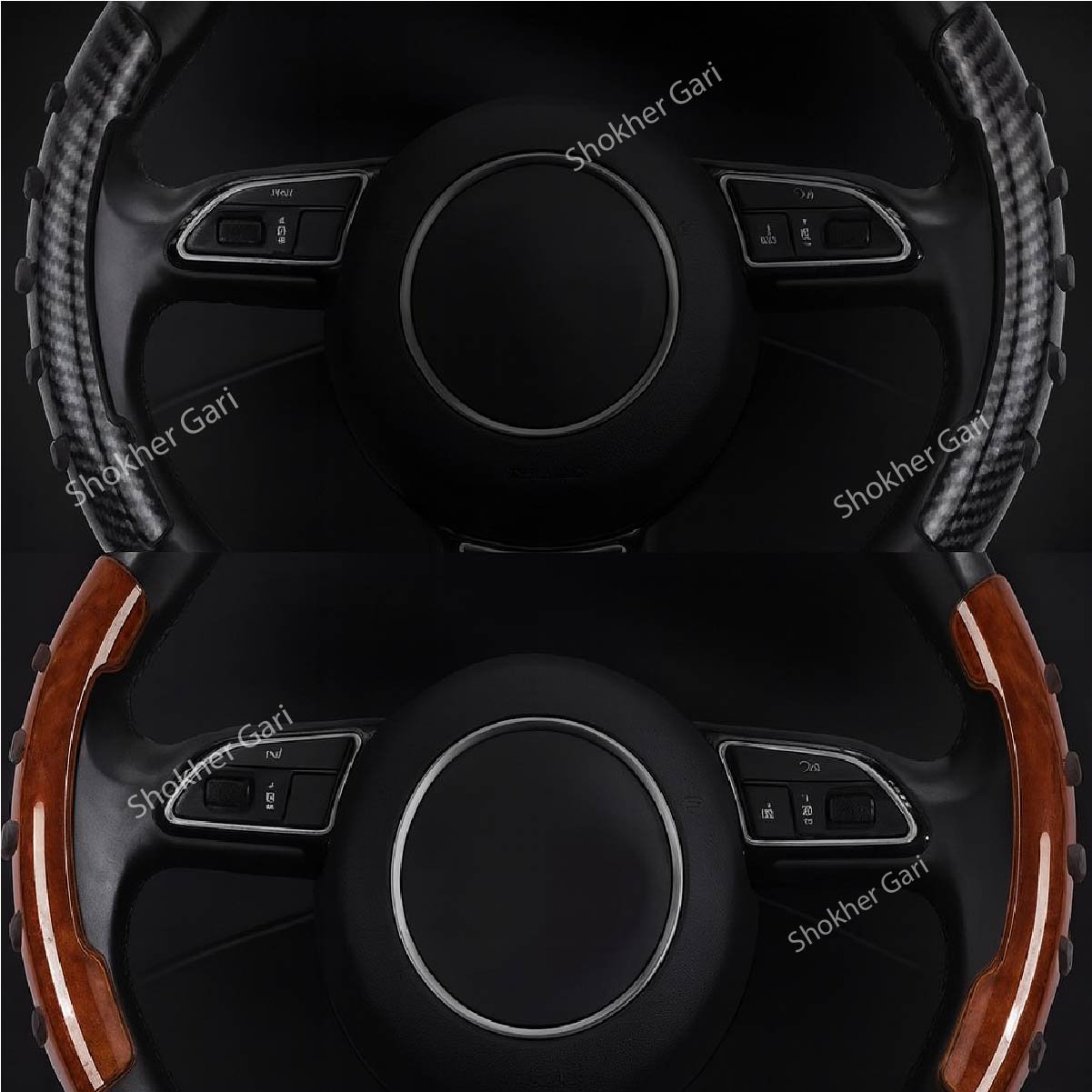 SG722 Car Half Steering Cover Carbon & Wooden 1180 TK (2) Car Half Steering Cover Carbon & Wooden - Image 1