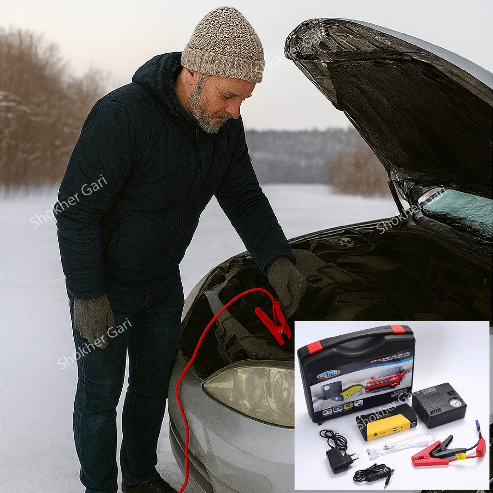 SG749-01 Emergency Car Battery Jump Starter With Tyre Inflator - Image 1