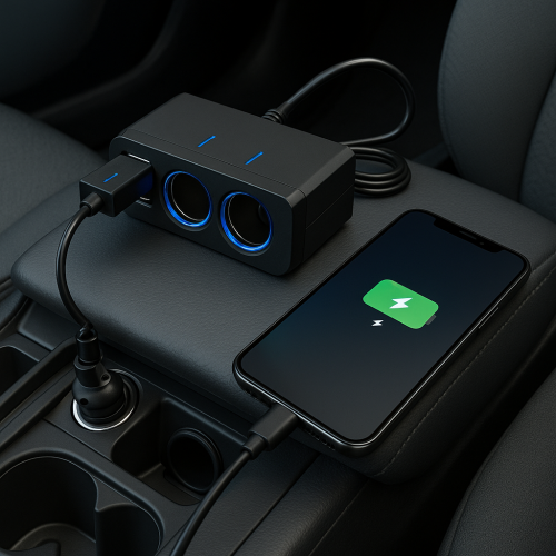 Twin Socket with 2 USB Ports Charger - Image 1