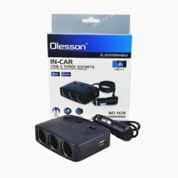 Three Socket with 2 USB Ports Charger