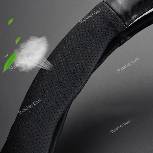 Car Red Design Half Carbon Fiber Steering Cover - Image 3