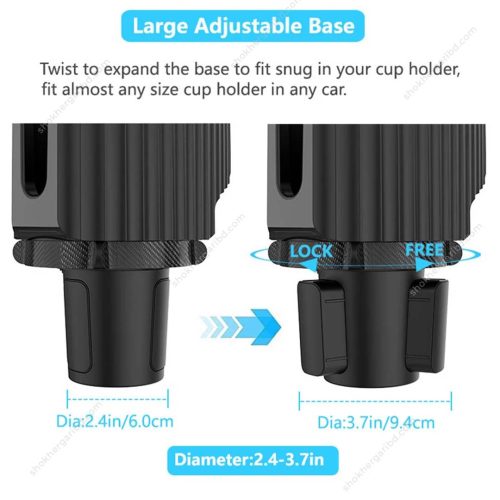 3 in 1 Car Cup Holder Phone Mount Stand Adjustable - Image 3