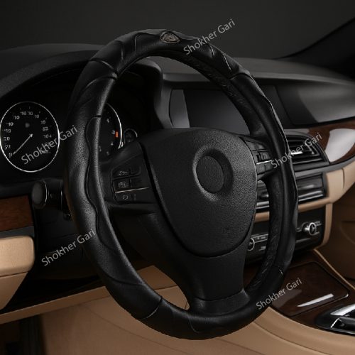 Car Designer Black Steering Wheel Cover - Image 6