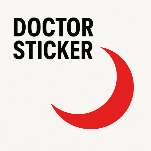 Car 2 Pcs Doctor Sticker Moon logo (Red) - Image 3
