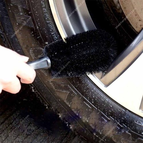 Black 1pc Universal Car Wheel Rims  Brush - Image 1