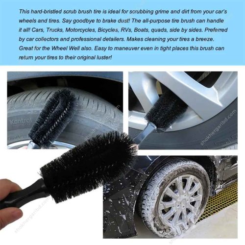 Black 1pc Universal Car Wheel Rims  Brush - Image 2