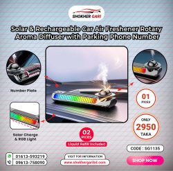 Solar & Rechargeable Car Air Freshener Rotary Aroma Diffuser with Parking Phone Number