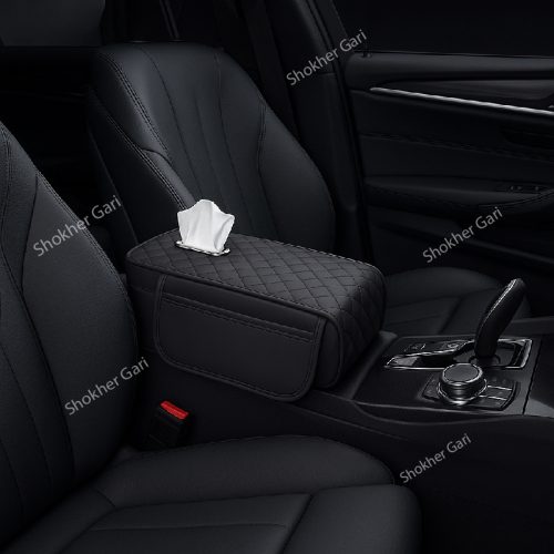 Car Armrest Box Mat Armrest with Storage Bag Car Tissue Box with Side Pocket - Image 1