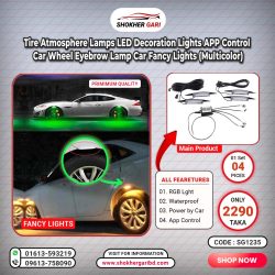 Tire Atmosphere Lamps LED Decoration Lights APP control Car Wheel Eyebrow Lamp Car Fancy Lights (Multicolor)