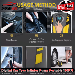 Digital Car Tyre Inflator Pump Portable 150PSI