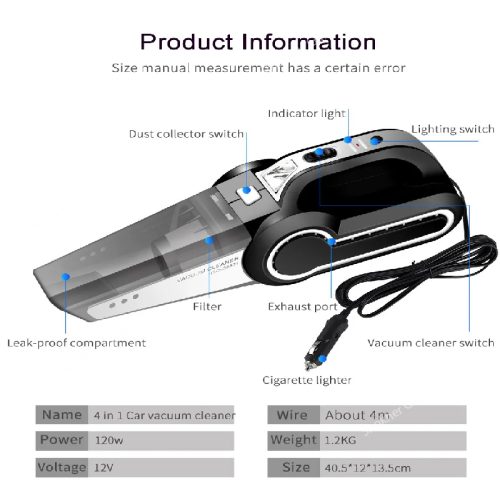 Rechargeable Vacuum Cleaner 120W 12V - Image 4