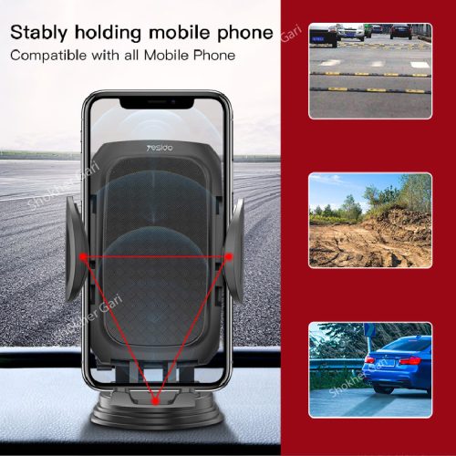 Yesido C111 Car Adjustable Mobile Dash Windshield Clip - Image 4