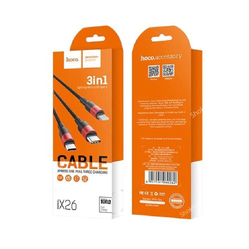 HOCO X26 Charging Cable 3 in 1 - Image 2