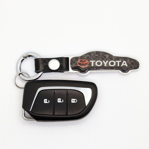Carbon Car Shape Metal Keyring - Image 1