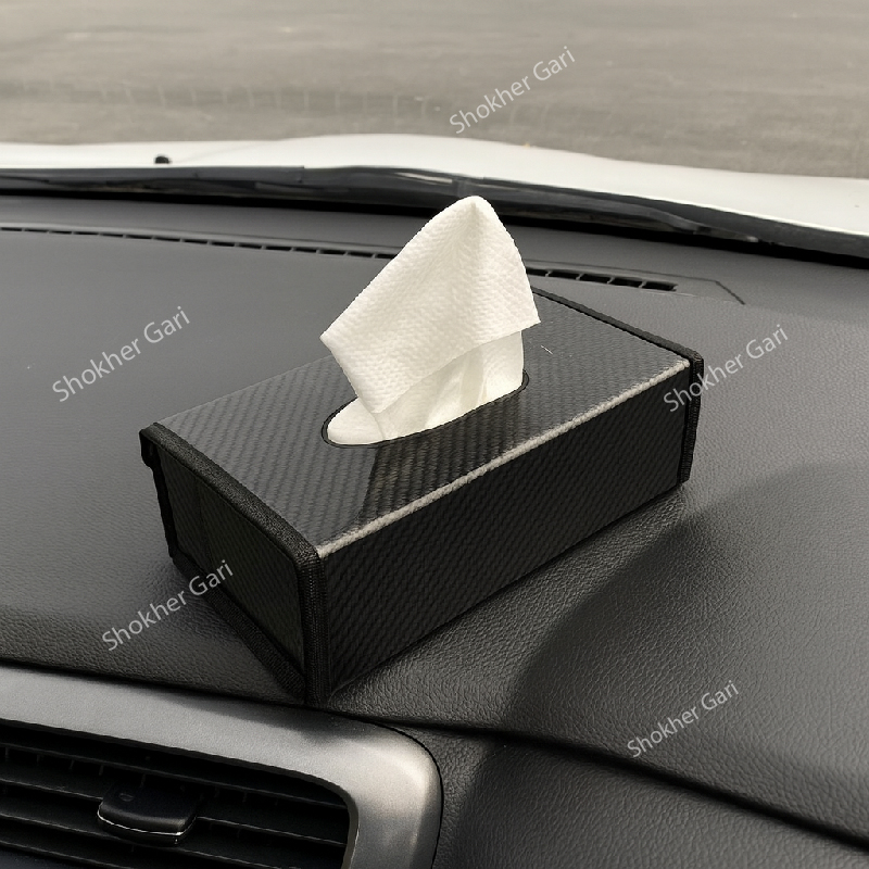 SG992 (5) Portable Carbon Fiber Car Tissue Box - Image 1