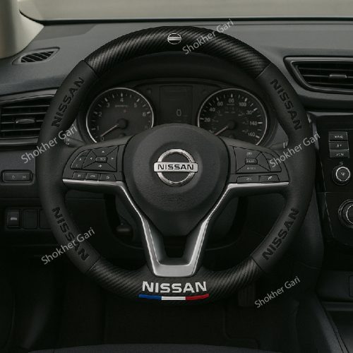 Car Branded Half Carbon Steering Wheel Cover - Image 1