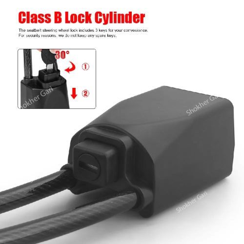 Car Steering Wheel Lock and Seat Belt Anti-Theft Lock with Keys - Image 8