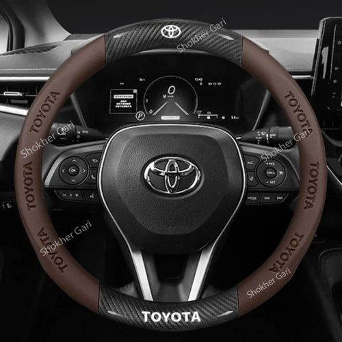 Car Branded Half Carbon Steering Wheel Cover - Image 3