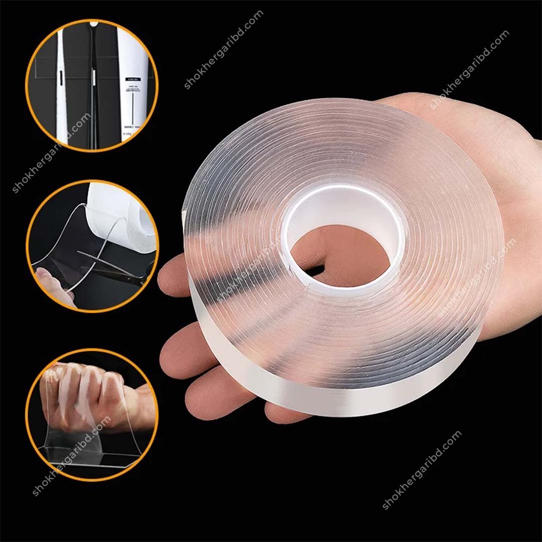 SG1126 - Nano Tape Transparent Reusable Double Sided Adhesive – 350 Taka – 1 Pieces (10) Nano Tape Transparent Reusable Double Sided Adhesive 2cm 3 meter - Image 1