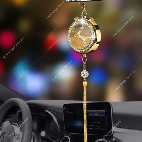 Car Deer Golden Hanging Chain & Air Freshener - Image 1