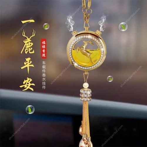 Car Deer Golden Hanging Chain & Air Freshener - Image 4