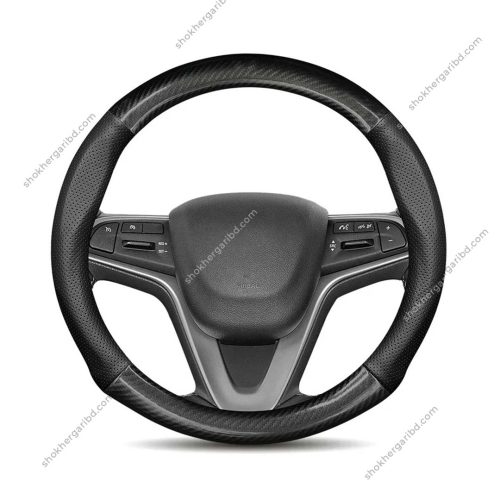 Car Half Carbon Soft Artifitial Leather Universal Steering Wheel Cover - Image 6