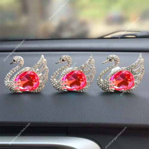 Car Air Outlet Clip AC Perfume Rhinestone Decor Swan Design - Image 2