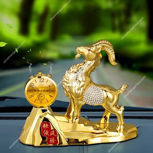 Car Dashboard Golden Stone Sheep Watch & Perfume - Image 1