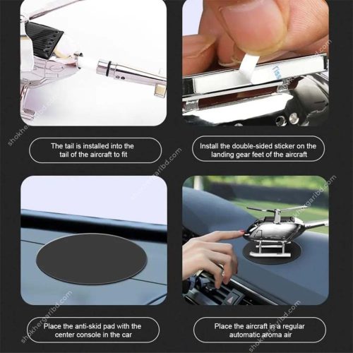 Car Golden Zinc Alloy Solar Helicopter perfume - Image 2