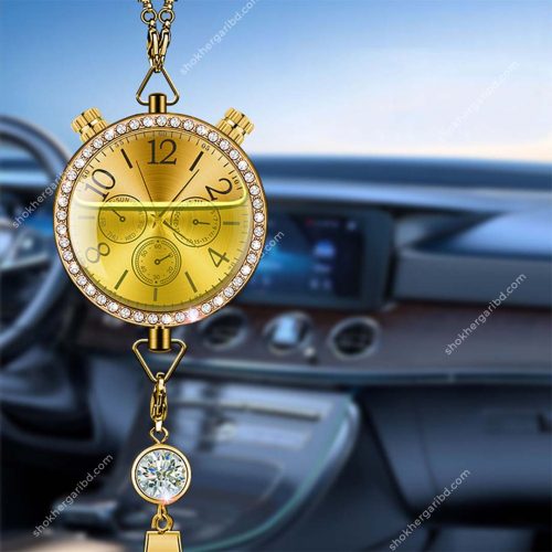 Car Clock With Air Freshener Hanging Showpiece - Image 1
