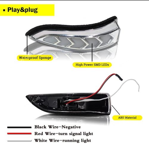 2pcs LED DRL Side Mirror Dynamic Turn Signal Light Lamp - Image 3