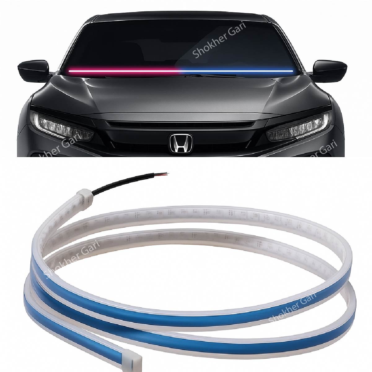 SG1429 Car Dashboard Polish Strip Light Red & Blue Color 950 TK (3) Car Dashboard Polish Strip Light Red & Blue Color - Image 1